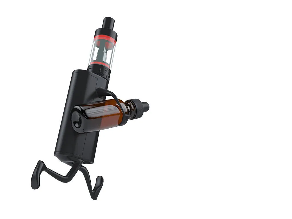 一個卡通電子煙人抱着煙油奔跑