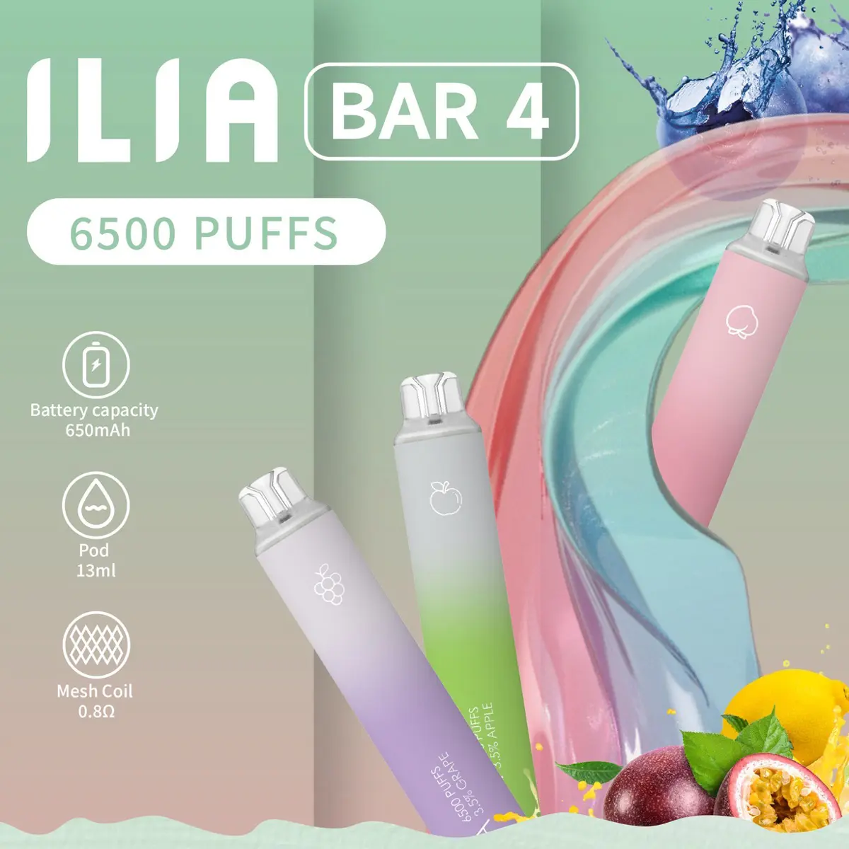 ilia煙彈 【24種口味】ILIA哩亞 4代一次性電子煙 6500口霧化棒:圖片 1