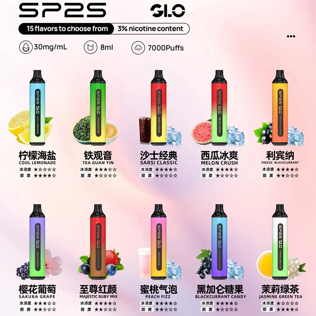 10001 【15種口味】SP2S拋棄式電子煙 8ml 一次性7000口 可充電 台灣現貨:圖片 1